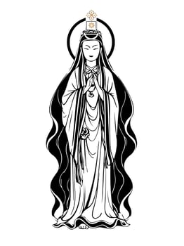 Vector icon of Guanyin bodhisattva Asian deity