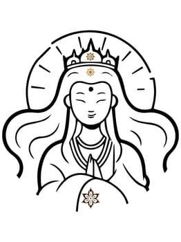Vector icon of Guanyin bodhisattva Asian deity
