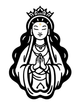 Vector icon of Guanyin bodhisattva Asian deity