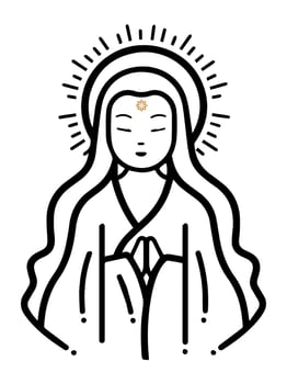 Vector icon of Guanyin bodhisattva Asian deity