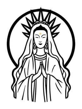Vector icon of Guanyin bodhisattva Asian deity