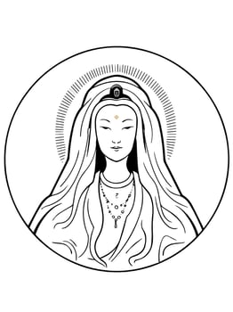 Vector icon of Guanyin bodhisattva Asian deity