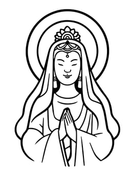Vector icon of Guanyin bodhisattva Asian deity
