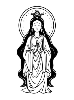 Vector icon of Guanyin bodhisattva Asian deity