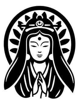 Vector icon of Guanyin bodhisattva Asian deity