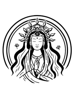 Vector icon of Guanyin bodhisattva Asian deity