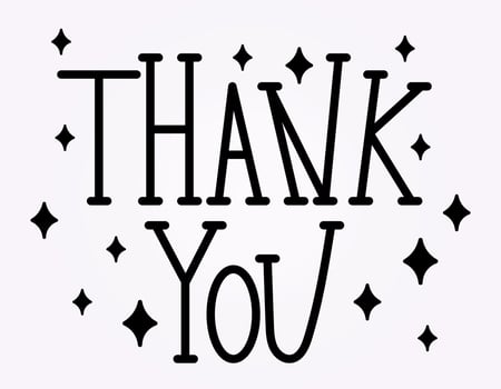 Handwritten lettering Thank you. Vector flat isolated inscription with sparkles