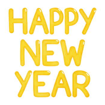 Golden Yellow Happy New Year Lettering Text png