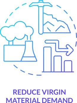 Reduce virgin material demand blue gradient concept icon. Ore mining. Carbon removal strategy abstract idea thin line illustration. Isolated outline drawing vector