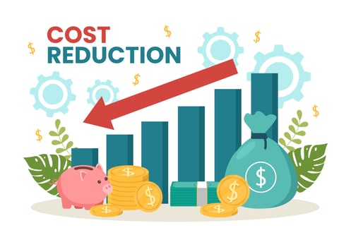 Cost Reduction Vector Illustration with Decrease, Price Minimising or Falling Rate of Profit in Business Flat Cartoon Hand Drawn Templates