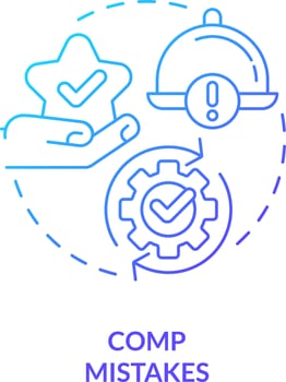 Comp mistakes blue gradient concept icon. Improving customer satisfaction abstract idea thin line illustration. Compensation with dinner. Isolated outline drawing vector