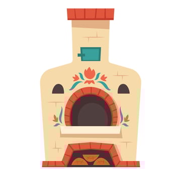 Russian oven, traditional stove for rural kitchen vector
