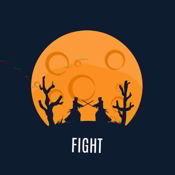 illustration vector of samurai fight,night scenery,perfect for print,symbol,etc