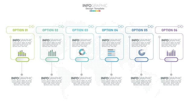 Timeline infographic vector with 6 steps can be used for workflow layout diagram annual report web design.