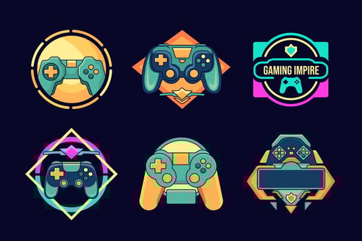 Game logo design. Video game emblems set. Joystick gamer logo vector