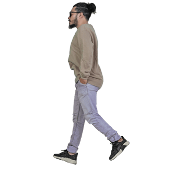 man poses jumping curly hair without background png