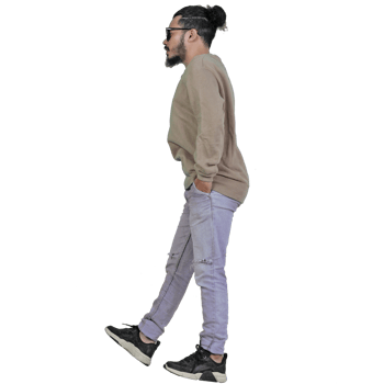 man poses jumping curly hair without background png