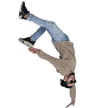 man poses jumping curly hair without background png
