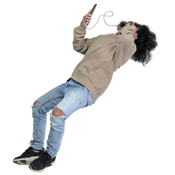 man poses jumping curly hair without background png