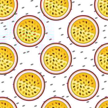 Vector slice of passion fruits seamless pattern