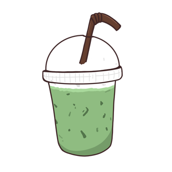 Illustration of ice green tea drinks. png