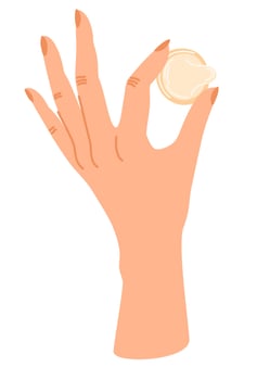 Woman hand holds a condom. Contraception, safe sex, protection from unwanted pregnancy and diseases. Flat cartoon vector illustration