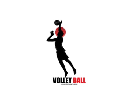 Volleyball player logo silhouette vector design