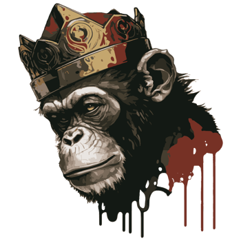 Monkey wearing crown design for tshirt png
