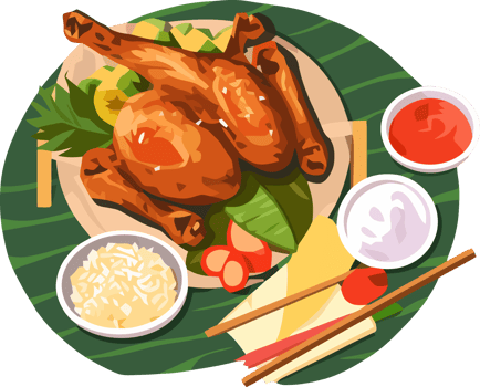 Inasal na manok illustration, is a unique Filipino grilled chicken dish png