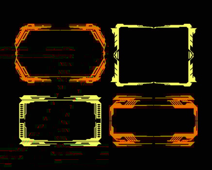 HUD futuristic frame border game swag elements pack panel cyber sci-fi, stipes line UI cyberpunk interface editable vector