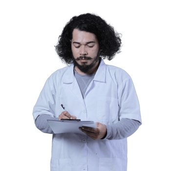 asian male scientist expression holding file png