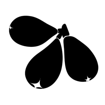 Ripe loquat fruit vector silhouette, black isolated on white background.