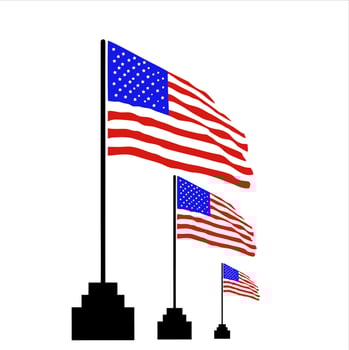 vector illustration of the united states flag of america flying on its mast
