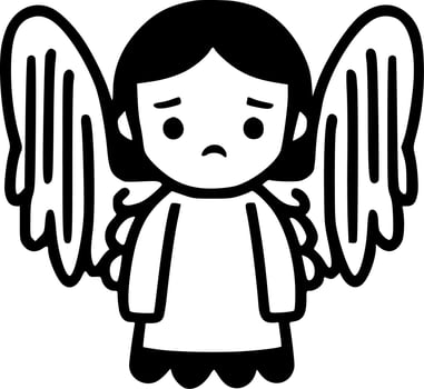 Angel - Black and White Isolated Icon - Vector illustration