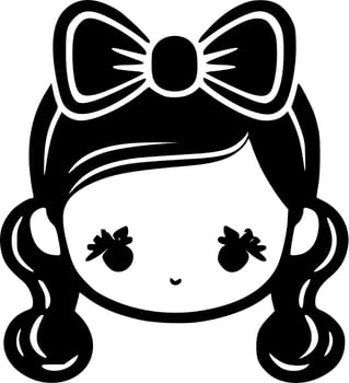 Baby Girl - Black and White Isolated Icon - Vector illustration