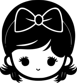 Baby Girl, Black and White Vector illustration