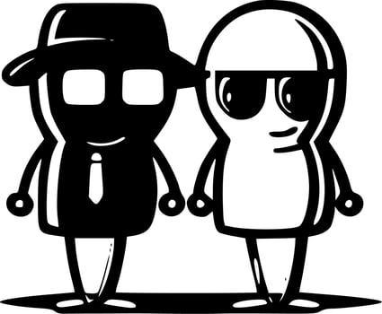 Best Friends, Minimalist and Simple Silhouette - Vector illustration