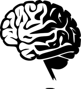 Brain - Black and White Isolated Icon - Vector illustration
