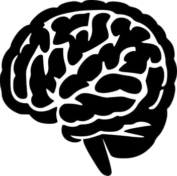 Brain, Black and White Vector illustration