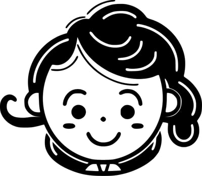 Children - Black and White Isolated Icon - Vector illustration