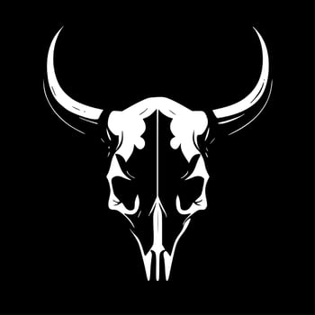Cow Skull - Black and White Isolated Icon - Vector illustration