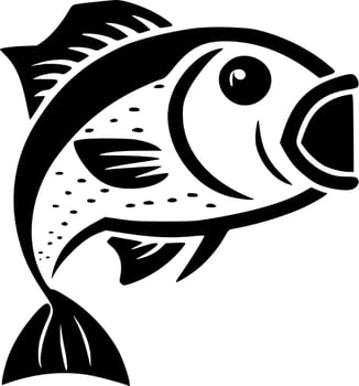 Fish - Black and White Isolated Icon - Vector illustration