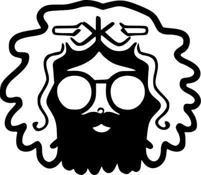 Hippie - Black and White Isolated Icon - Vector illustration