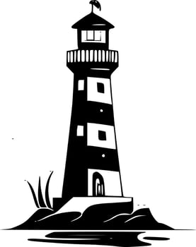 Lighthouse, Black and White Vector illustration
