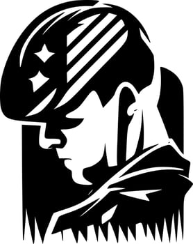 Military, Black and White Vector illustration