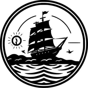 Nautical, Black and White Vector illustration