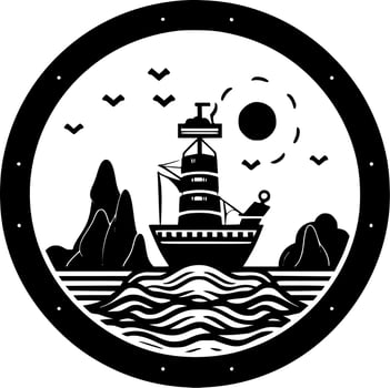 Nautical - Black and White Isolated Icon - Vector illustration