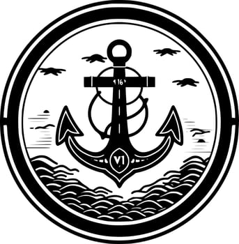 Nautical - Black and White Isolated Icon - Vector illustration