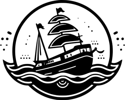 Nautical - Black and White Isolated Icon - Vector illustration