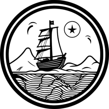 Nautical - Black and White Isolated Icon - Vector illustration